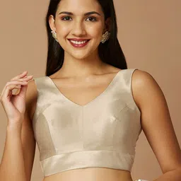 SALWAR STUDIO V-Neck Silk Saree Blouse image 1