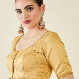 Soch Floral Woven-Designed Silk Saree Blouse image 5