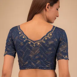 Bindigasm's Advi Embroidered Stretchable Jacquard Saree Blouse image 2