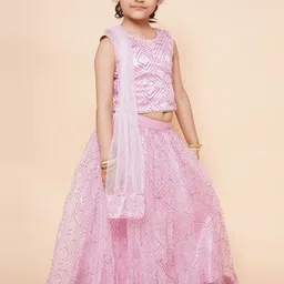 BAESD Girls Embellished Sequinned Ready to Wear Lehenga & Blouse With Dupatta image 3