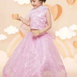 BAESD Girls Embellished Sequinned Ready to Wear Lehenga & Blouse With Dupatta image 4