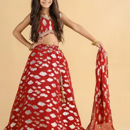 BAESD Girls Woven Design Ready to Wear Lehenga & Blouse With Dupatta image 3