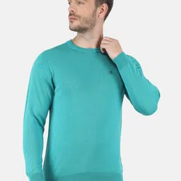 Monte Carlo Men Green Solid Pullover-image-0