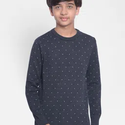 Crimsoune Club Boys Geometric Printed Pure Cotton Pullover Sweater image 1