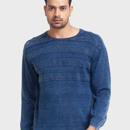 ColorPlus Men Blue Cable Knit Pullover-picture-30