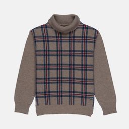 Status Quo Boys Brown & Teal Checked Acrylic Pullover-picture-36