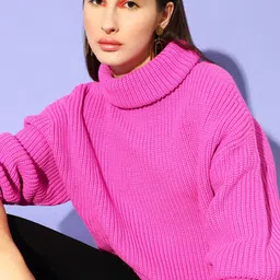 STREET 9 Women Fuchsia Ribbed Pullover Sweater-image-35