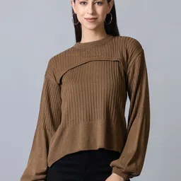 Club York Women Long Ribbed Sleeves Acrylic Pullover-picture-13