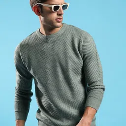 Campus Sutra Round Neck Ribbed Pullover-picture-12