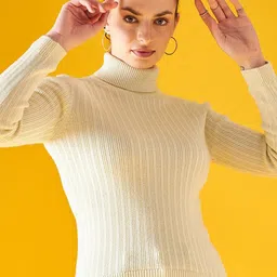 98 Degree North Striped Turtle Neck Acrylic Pullover-picture-38