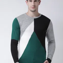 Club York Men Green & Black Colourblocked Pullover-image-67