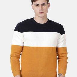 t-base Colourblocked Round Neck Long Sleeves Cotton Pullover Sweater-picture-27