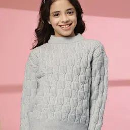 Albion By CnM Girls Cable Knit Woollen Pullover-image-19