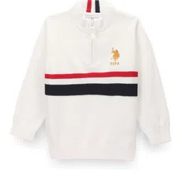 U.S. Polo Assn. Kids Boys Striped Mock Collar Pure Cotton Pullover-picture-17