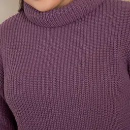 CURVY STREET Plus Size Ribbed Turtle Neck Pure Acrylic Pullover image 2