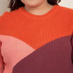 CURVY STREET Plus Size Colourblocked Acrylic Pullover image 2