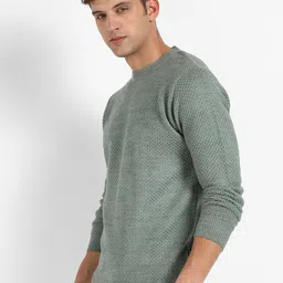 Campus Sutra Round Neck Ribbed Pullover image 4