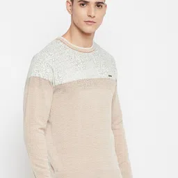 Duke Men White & Rust Brown Printed Pullover image 3