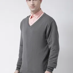 Club York Men Grey Solid Pullover image 3