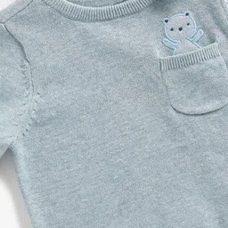 mothercare Boys Blue Pure Cotton Bear Patchwork Pullover image 5