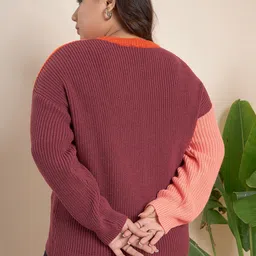 CURVY STREET Plus Size Colourblocked Acrylic Pullover image 4