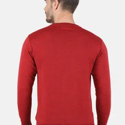 Monte Carlo Mens Pure Wool Red Solid Round Neck Pullover image 5