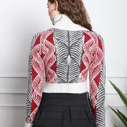 NoBarr Abstract Printed Turtle Neck Acrylic Pullover image 5