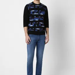 Peter England Casuals Abstract Printed Pure Cotton Sweater image 2