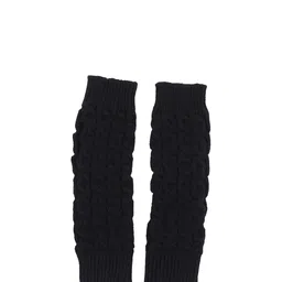 Bharatasya Women Black Long Knitted Mitten Gloves image 1