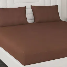 Monte Carlo Brown Cotton 400 TC King Bedsheet with 2 Pillow Covers image 3