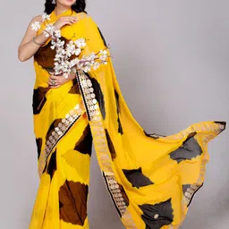 VL SAREES Embellished Gotta Patti Pure Chiffon Saree image 2
