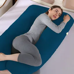 DADDY COOL Blue Fibre Filled Cotton Ultra Soft U Shaped Maternity Pillow image 3