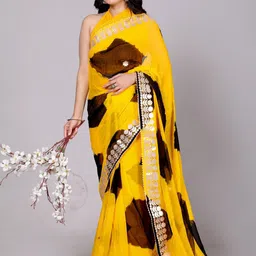 VL SAREES Embellished Gotta Patti Pure Chiffon Saree image 4