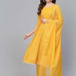 KBZ Floral Printed Thread Work Kurta With Palazzos & With Dupatta-picture-12