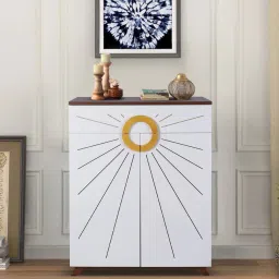 casacraft from pepperfry Aster 16-Pairs 2 Door Shoe Cabinet White Finish With Drawer image 1