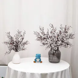 BS AMOR Set of 5 White Gypsophilia Artificial Flowers and Plants without Pot image 3