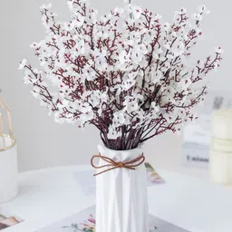 BS AMOR Set of 5 White Gypsophilia Artificial Flowers and Plants without Pot image 2