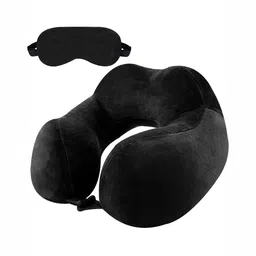 BILLEBON Black Fibre Filled Faux Velvet Breathable Travel Pillow-picture-18