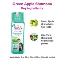 ROSA Green Apple Shampoo To Control Hair Fall Dirt Dandruff From Scalp-500ml image 4