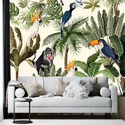 Wallpics Green & Off White Floral Printed Self Adhesive Wall Sticker-image-32