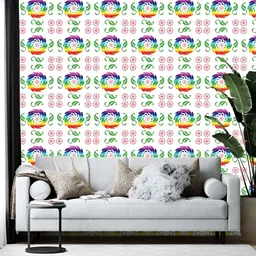 Wallpics White & Green Abstract Printed Wallpaper-image-69