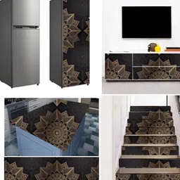 Wallpics Black & Brown Abstract Printed Self-Adhesive Wallpaper image 2