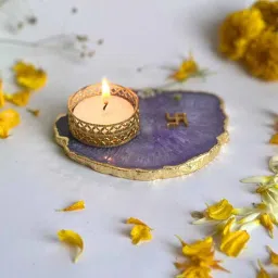home arte Purple Stone Figurine Tea light Holder-picture-16