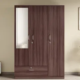 godrej interio Ewa 3 Door Warobe with Mirror in Brown Finish image 1