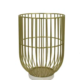 manor house Wire Basket Gold Iron & Stone Candle Holder image 2