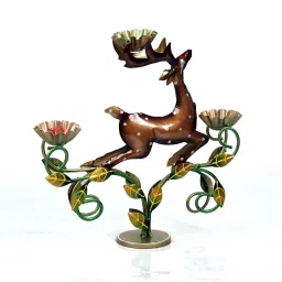craft tree Metal Handpainted Decorative Deer Tea Light Showpiece in Multicolor image 5
