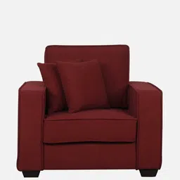 woodsworth from pepperfry Hugo Fabric 1 Seater Sofa In Garnet Red Colour image 5