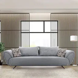 casacraft from pepperfry New Jersey Boucle Fabric 4 Seater Sofa in Dark Grey Colour-picture-12