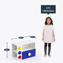 boingg! - a happy start Building Blocks Kids Bedside Table in White & Blue Colour image 3