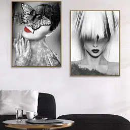 art street Canvas Framed Black & White Set Of 2 Art Print-picture-39